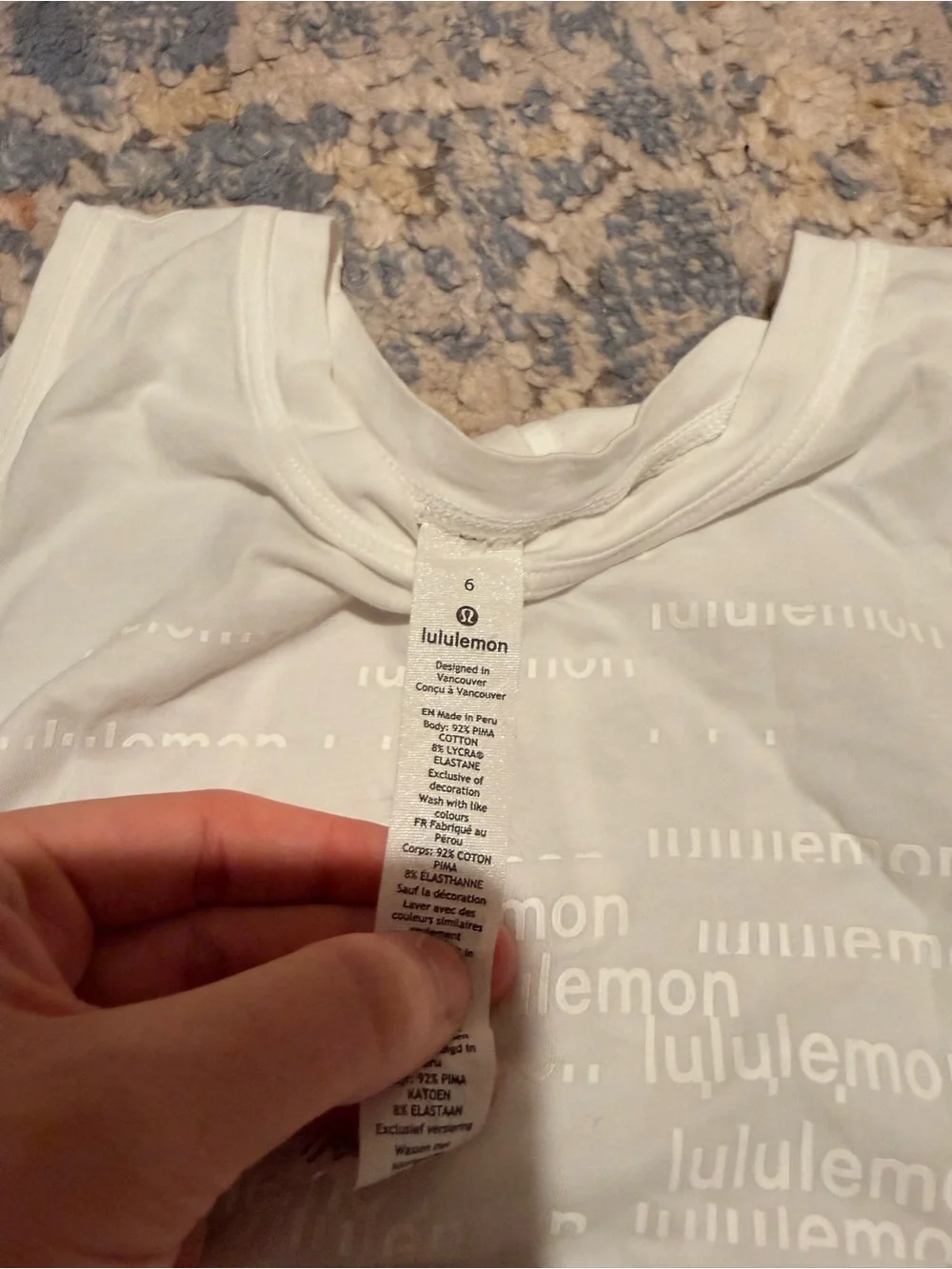lululemon athletica White Logo Crop Tank
